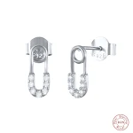 Brincos de pino personalizados em prata esterlina S925 com diamantes. Segurança e elegância para um visual sofisticado e único. — foto 10