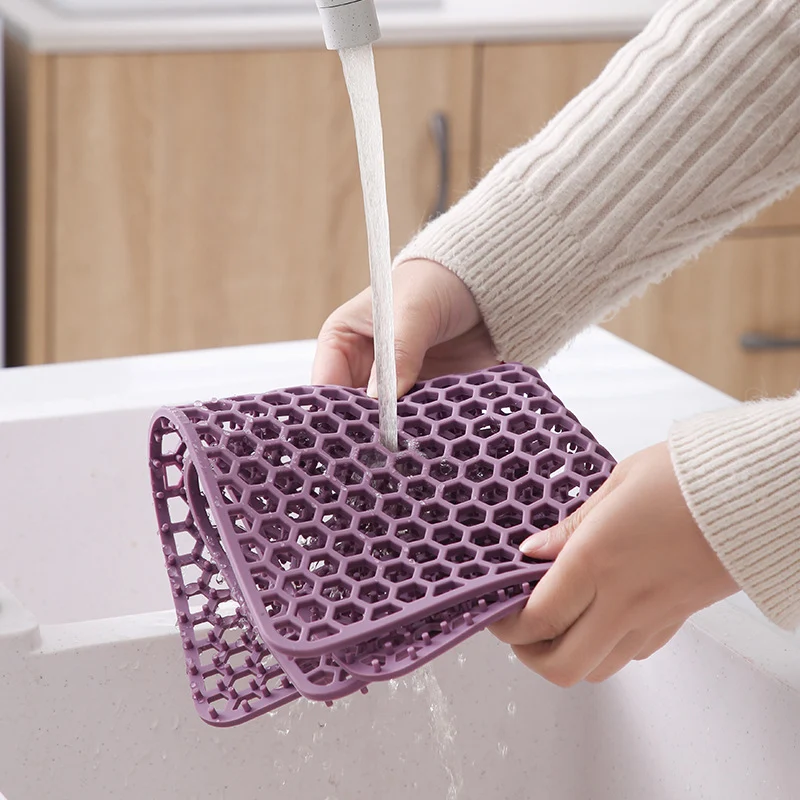 Creative Food Grade Silicone Thickened Bowls Plates Cups Pot Mats and Sink Drain Mat. Solid Color Heat Insulation for Ki — photo 5