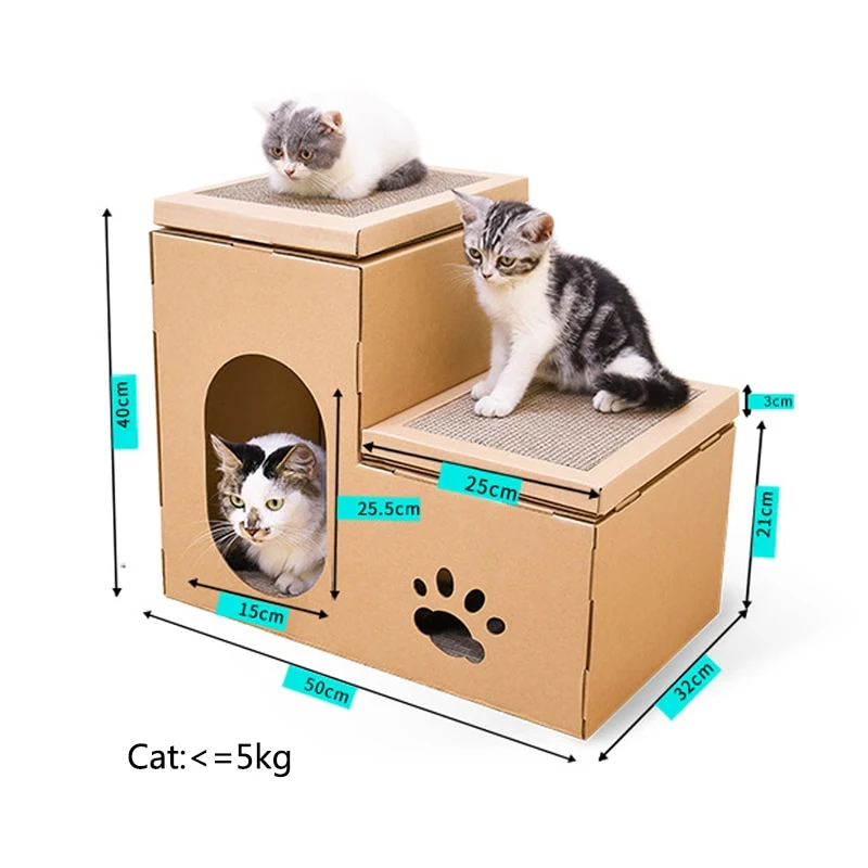 Title 7, Cat House Double Ladder Cat Scratching Post Dis...