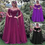 Vestido de gasa de color sólido de cintura alta con mangas de cuello en un solo hombro, ideal para ocasiones especiales y un look elegante. — foto 4