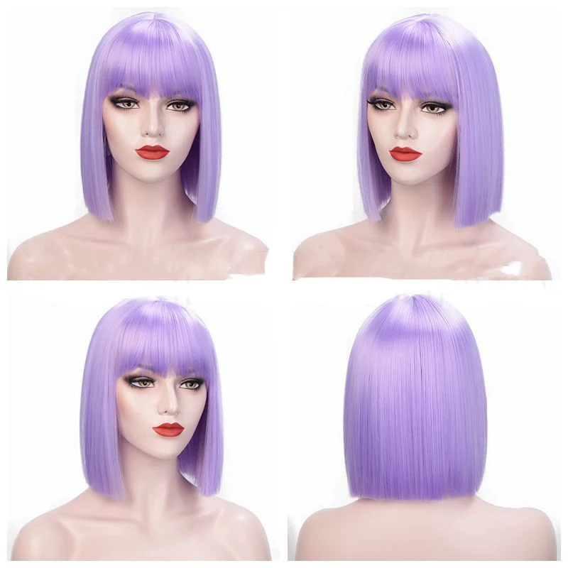 Title 5, Peruca Bob Curta Reta Full Lace Ombre Cinza com...