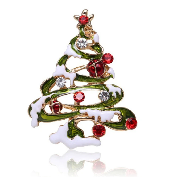 Broche de sino de Natal de liga de diamante da moda. Enfeite elegante e brilhante para roupas, adicionando encanto festivo e alegria natalina. — foto 3