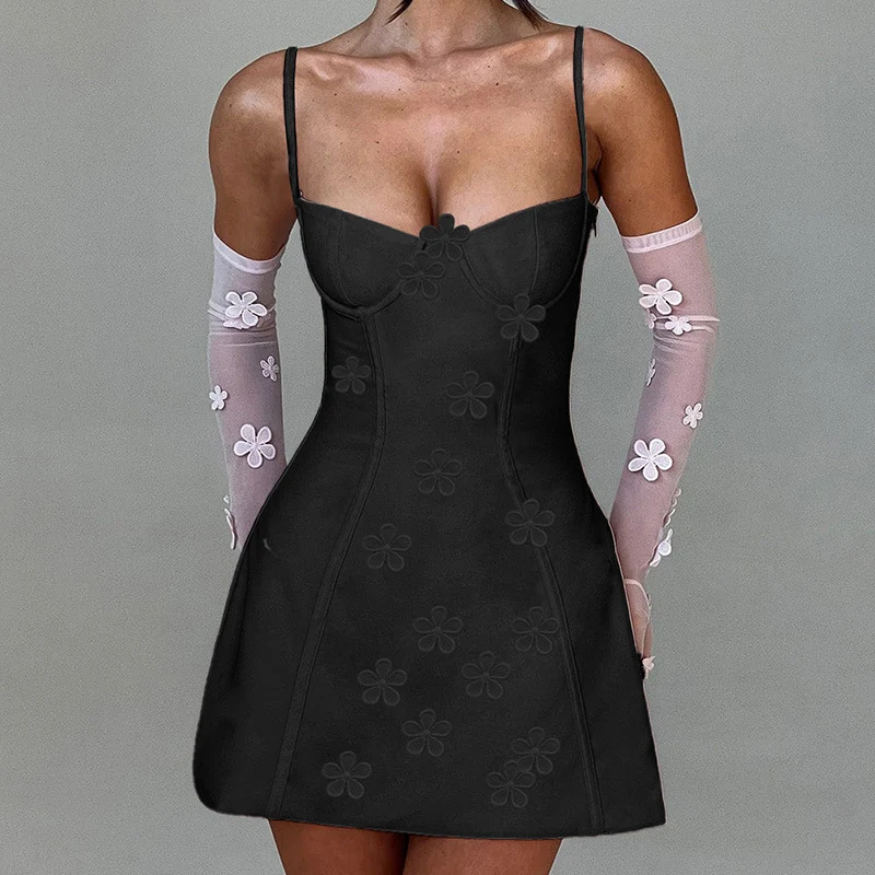 Sexy Dress with Three-dimensional Flower Suspender Skirt Stunning Floral Design for a Chic Look, Perfect for Parties, Da — photo 7