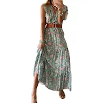 Abito con scollo a V e stampa con gonna. Perfetto per un look elegante e confortevole, ideale per ogni occasione. — foto 1