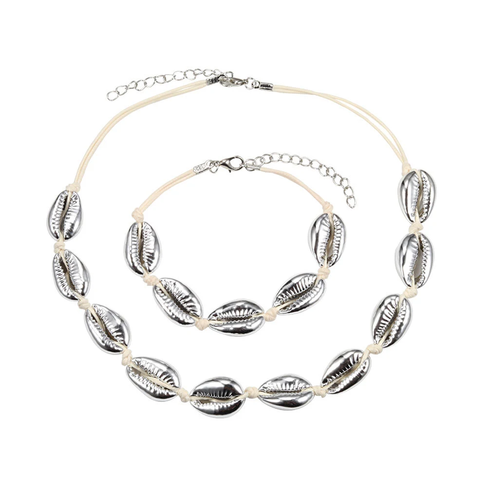 Pulseira, colar e tranças ajustáveis com conchas. Crie visuais únicos e personalizados. Perfeito para diversas ocasiões e estilos diferentes. — foto 7