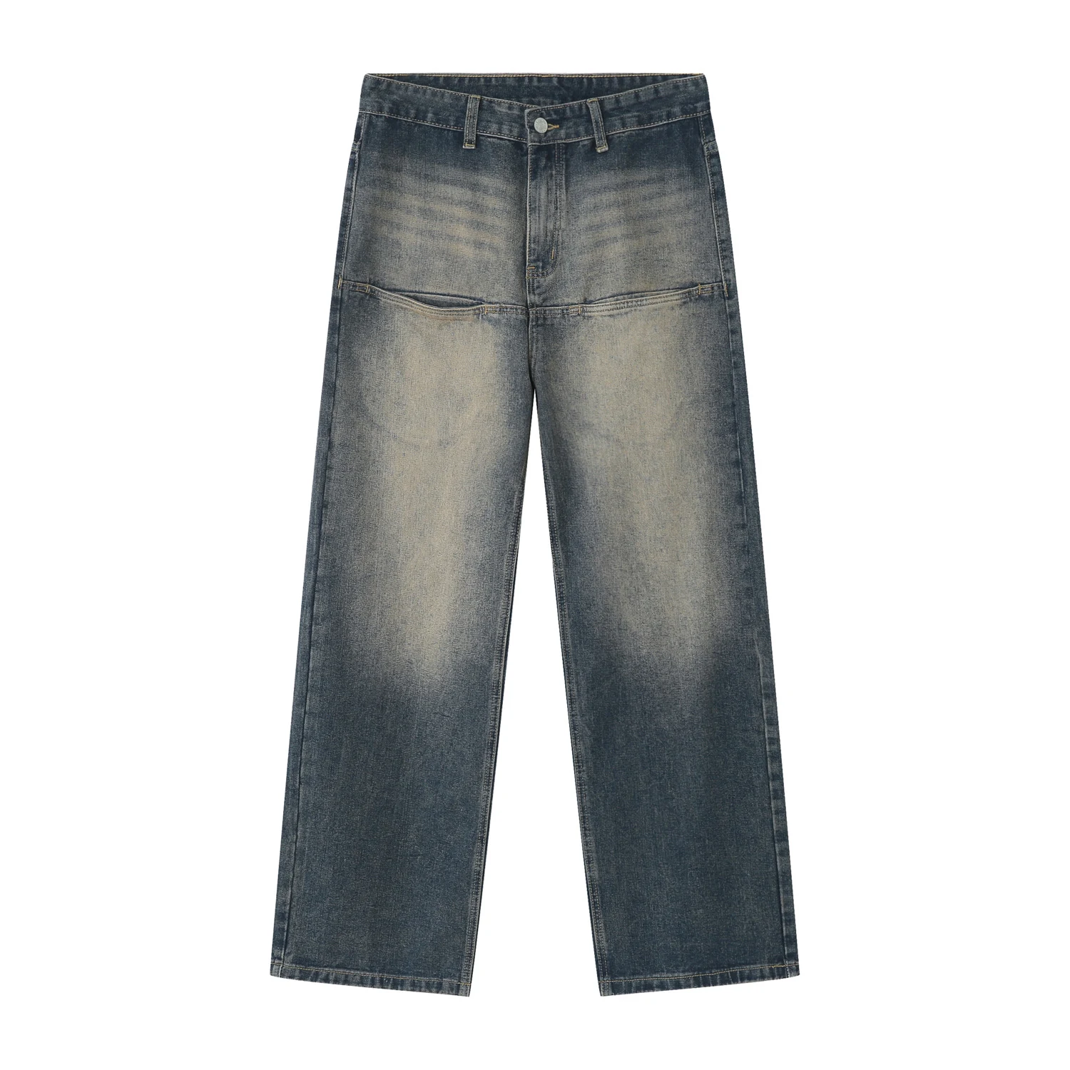 Jean vintage délavé taille haute, poche avant, coupe droite et ample, parfait pour un look décontracté et confortable au quotidien. — photo 7