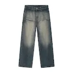 Jean vintage délavé taille haute, poche avant, coupe droite et ample, parfait pour un look décontracté et confortable au quotidien. — photo 7