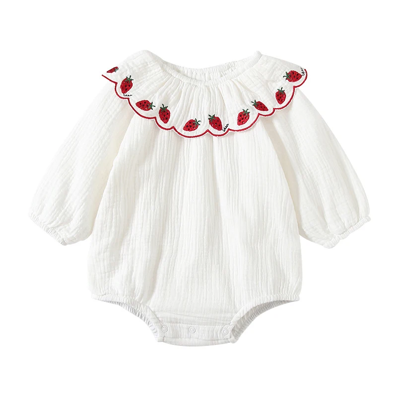 Macacão infantil feminino Fart Clothes manga longa floral coreano outono. Roupa de bebê menina, peça única para conforto e estilo. — foto 3