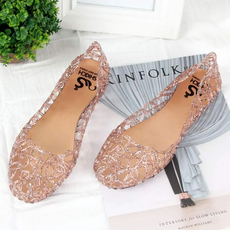 Title 7, Crystal Jelly Shoes Hollow Mesh Sandals for Wom...