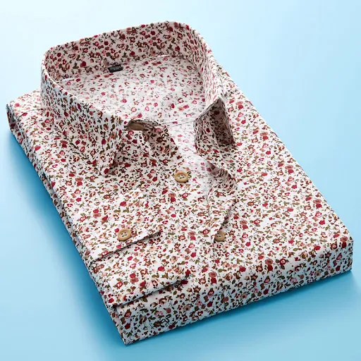 Title 2, Mens Thin Casual Long-Sleeved Floral Shirt