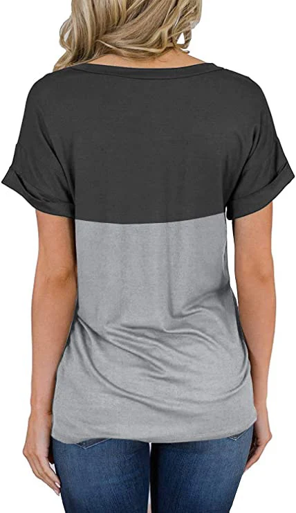 Leopardprint colorblock T-shirt met korte mouwen, een modieuze top die comfort combineert met een opvallend design, ideaal voor dagelijks gebruik. — foto 5