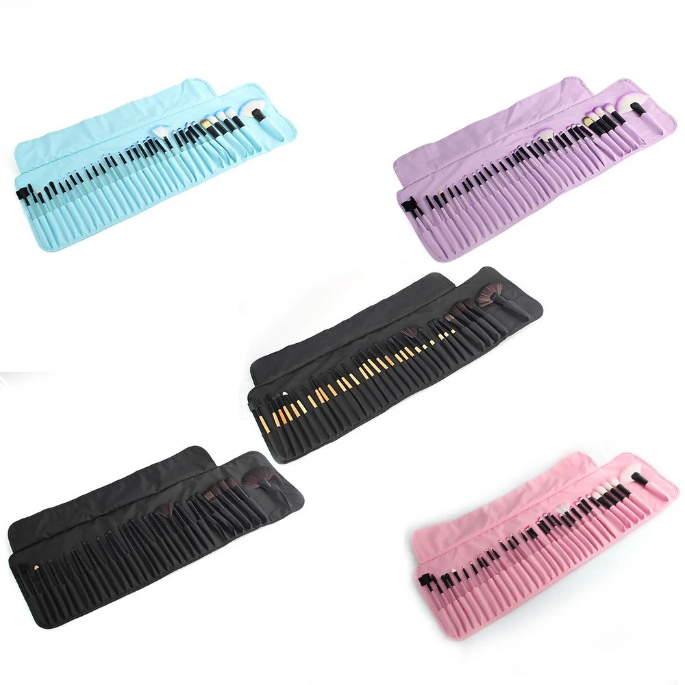 Title 5, 32-Piece Makeup Brush Set with Bag. Achieve fla...