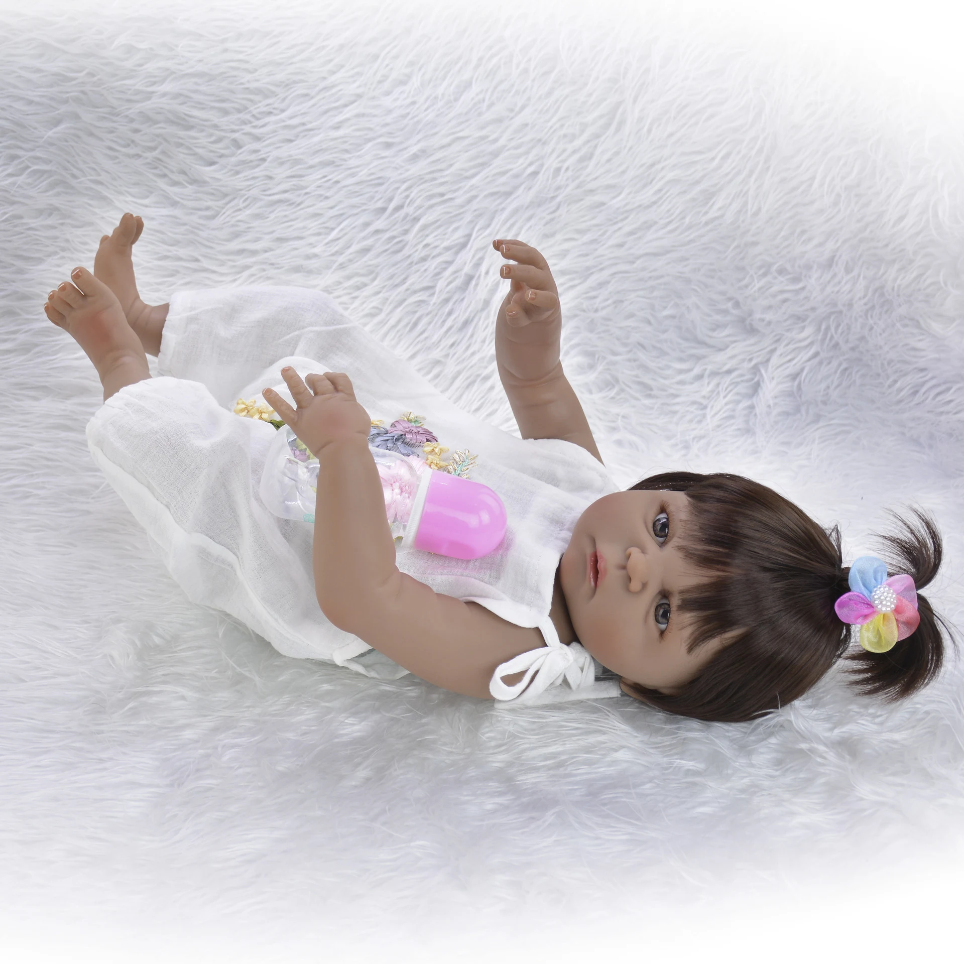 Title 5, All silicone dark skin childrens dolls, realis...