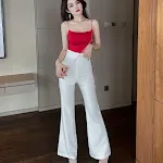 Calças Brancas Femininas de Verão Novas Elegantes Calças Flare para Trabalho Conforto e Sofisticação Perfeitas para o Verão — foto 12