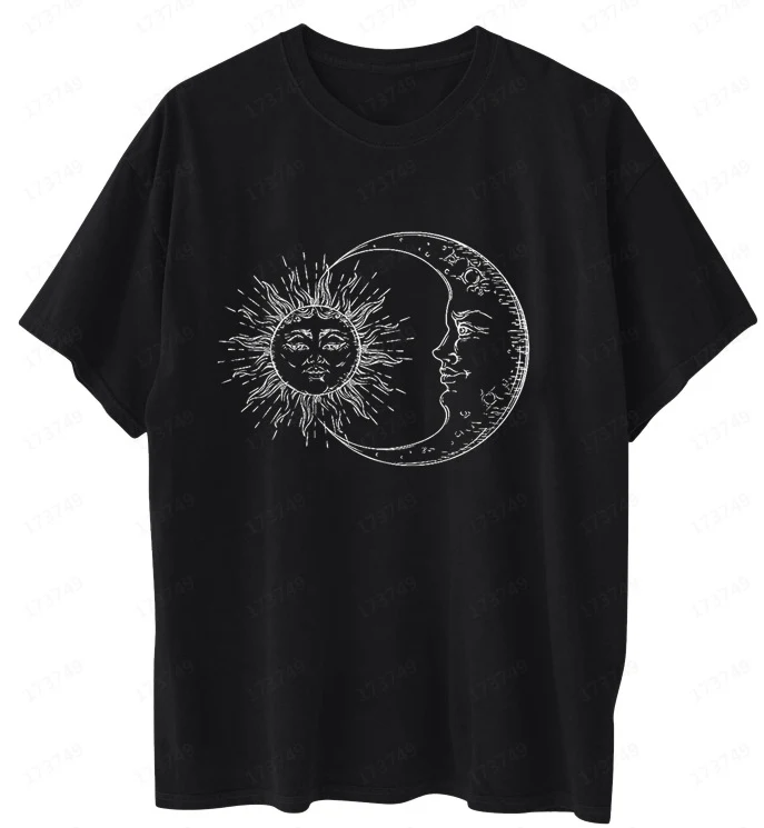 Title 3, Womens Black Loose Round Neck Short Sleeve Pri...