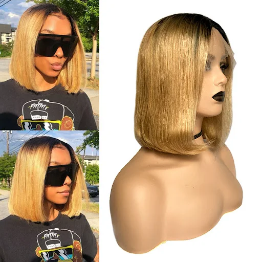 Title 1, Color Bob Head Headgear de cabelo humano real p...