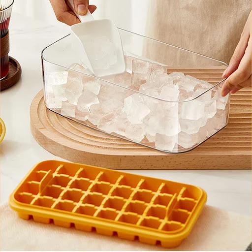 Title 6, One-button press ice mold box, plastic ice cube...