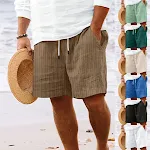 Men's Cotton and Linen Lace Striped Shorts. Breathable and comfortable for summer, offering a stylish and relaxed fit. — photo 6