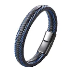 Pulseira masculina simples de aço inoxidável e couro, importada. Design elegante e durável para homens que buscam um acessório sofisticado e moderno. — foto 6
