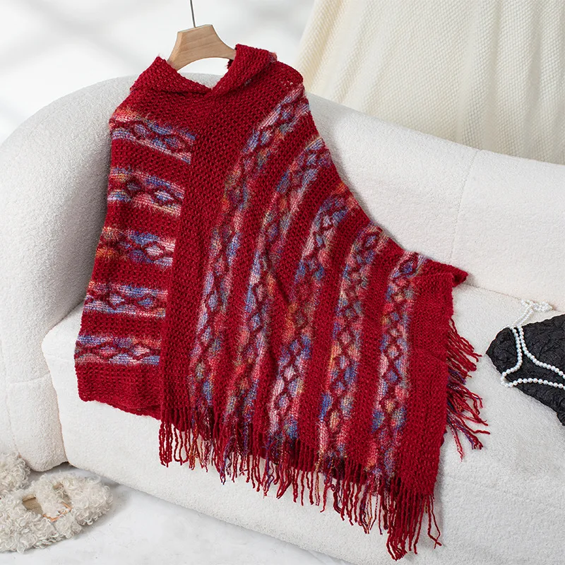 Title 2, Fashionable Knitted Tassel Cape and Shawl for w...