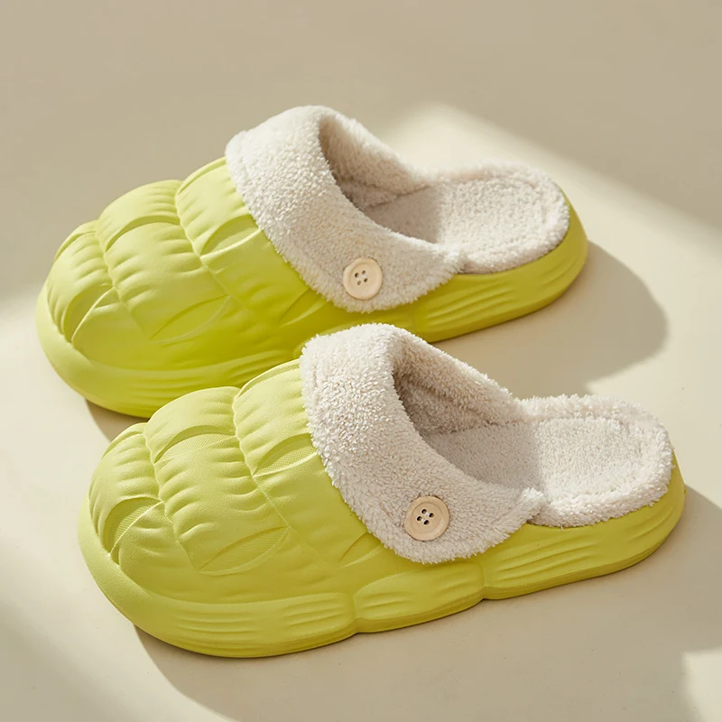 Removable fluffy warm waterproof non-slip house shoes for women and men. Cozy fuzzy slippers for comfort and safety indo — photo 4