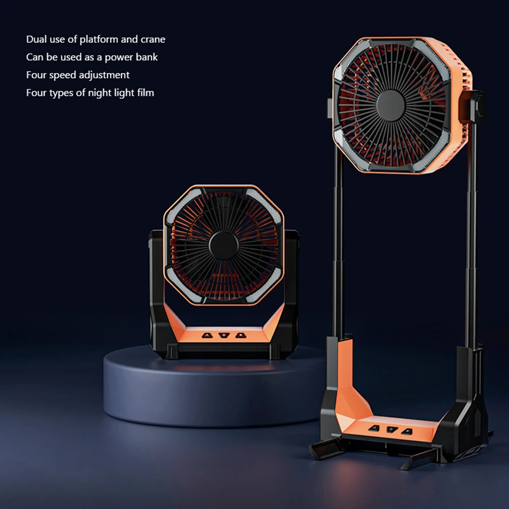 8000mAh Telescopic Wireless Electric Fan Outdoor Camping USB Charging Portable Power Bank 4-Speed — photo 4