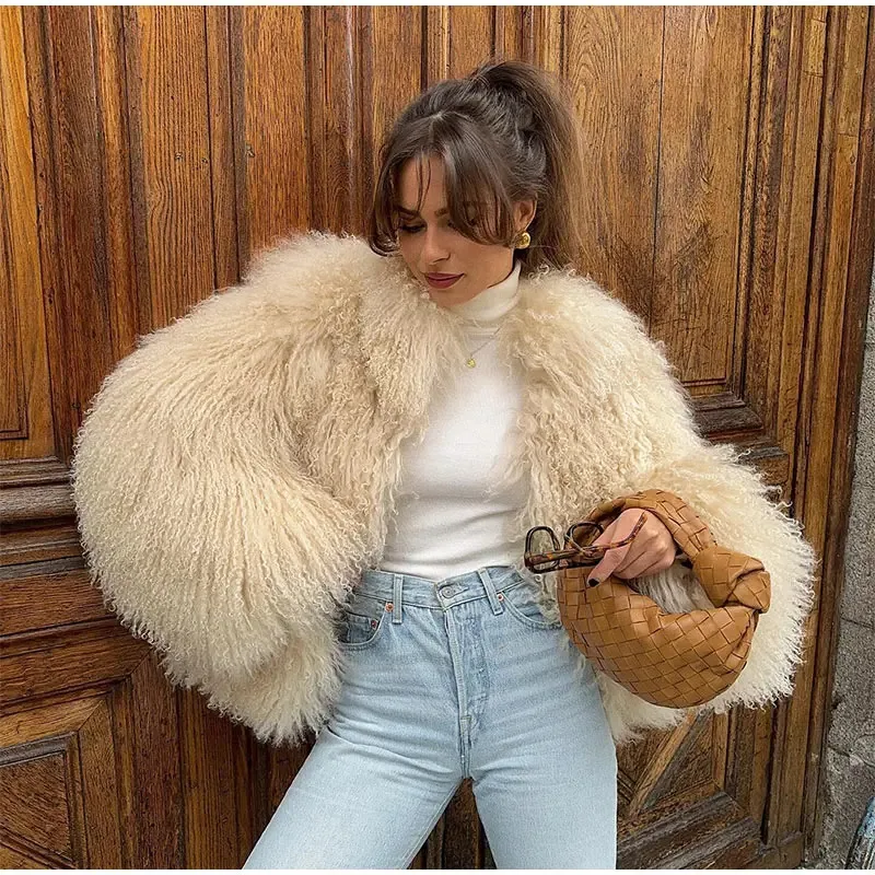 Title 17, Solid color short fur warm long sleeves coat fo...
