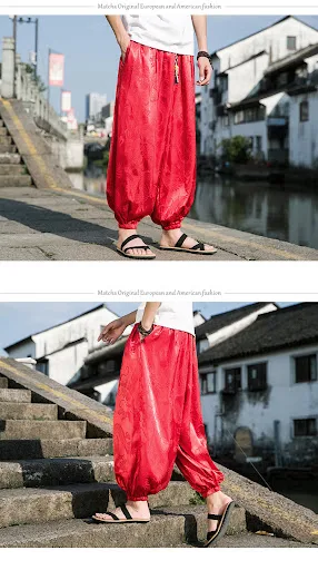 Title 9, Pantalon Harem Homme Chinois Dragon Imprimé Sty...