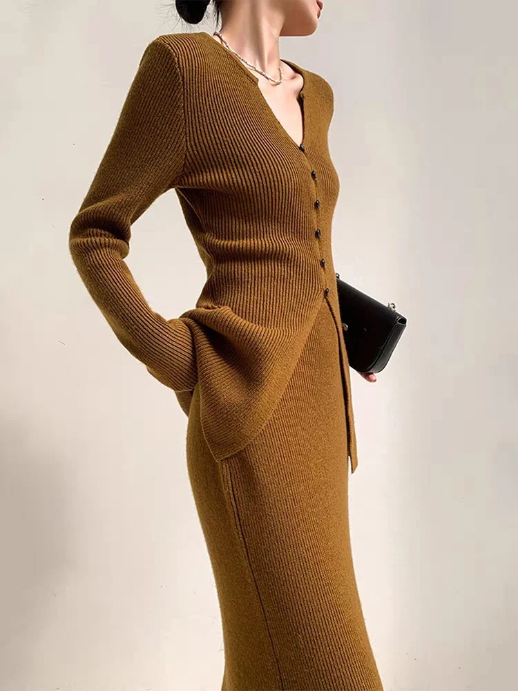 Title 7, Vestido de suéter estilo clássico de terno de l...