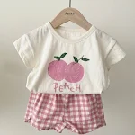Nieuwe Kinderpak Jongens en Meisjes Vijf Kleuren Vrolijk Fruit Korte Mouwen Ruitbroek Comfortabel en Leuk! — foto 1