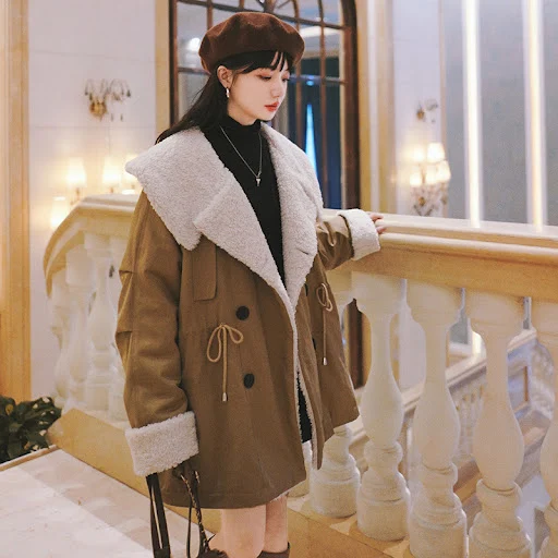 Title 4, Winter New Mid-length Lamb Wool Coat With Large...