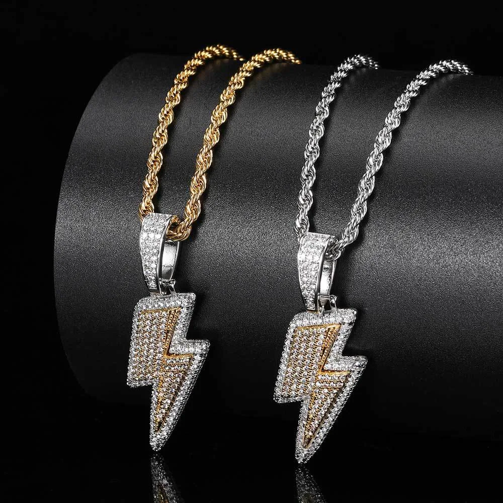Pingente Hip Hop Lightning com micro-incrustações de zircônia. Joia de hip hop moderna e estilosa, perfeita para um visual urbano e chamativo. — foto 6