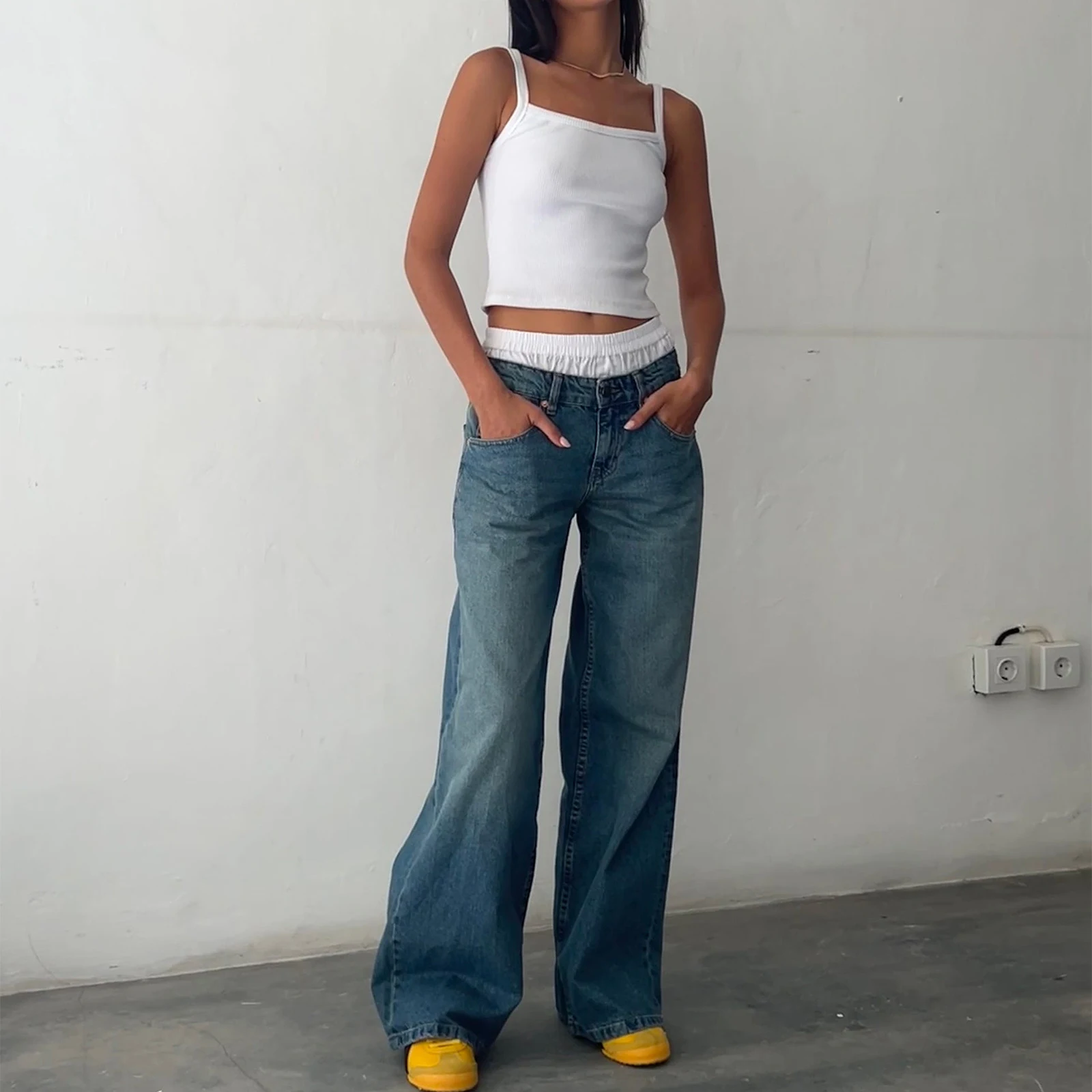 Title 5, Retro dames straight jeans met lage taille, zon...