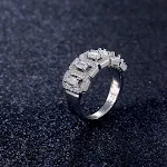 Anel feminino de noivado de cobre com zircônia e diamante. Um anel de moda para celebrar o compromisso, design elegante e charmoso. — foto 6