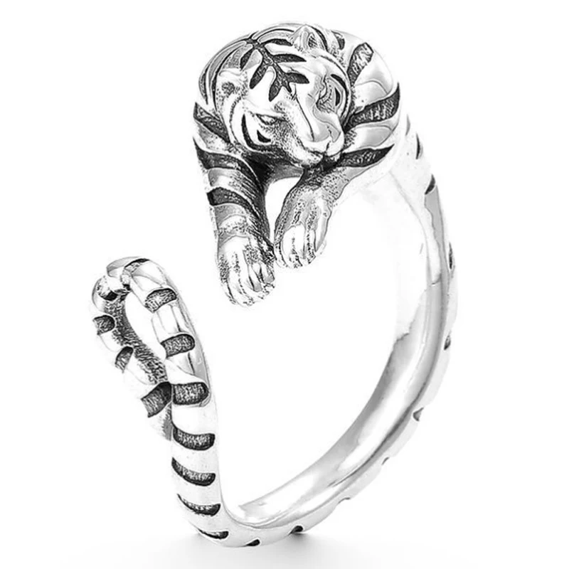 Anel de Tigre Vintage Thai em Prata Envelhecida. Jóia exclusiva com design marcante. Presente ideal para homens e mulheres que apreciam estilo. — foto 10