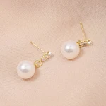 Brincos de pérola vintage estilo francês elegante Moda simples Perfeitos para um visual sofisticado e atemporal. — foto 5