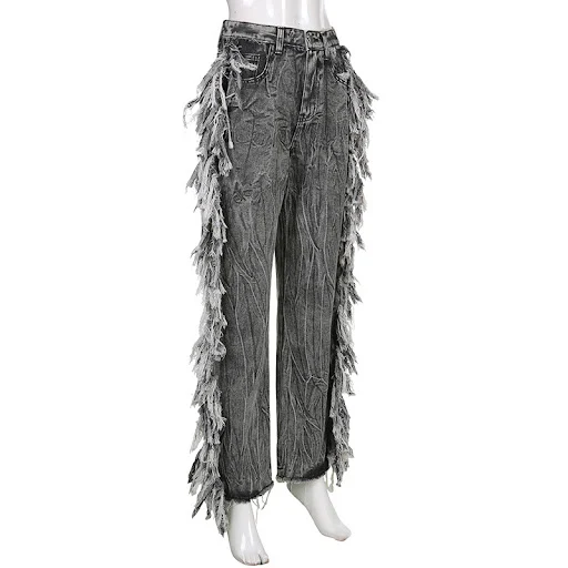 Title 8, Dames grijze raw edge tie-dye jeans
