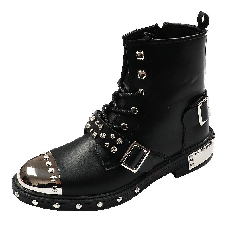 Title 2, Studded Flat Heel Mens Round Toe Viscose Marti...