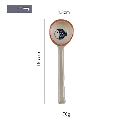 Title 9, Hand-painted ceramic rice spoon, creative rusti...