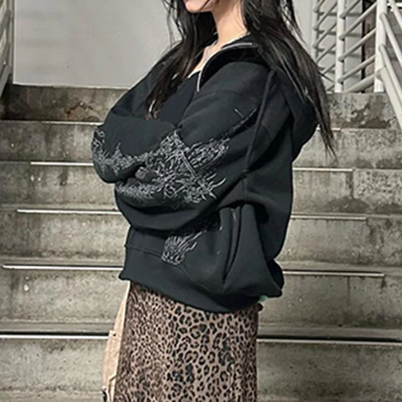 Felpa con cappuccio Y2g stampata in stile dark europeo e americano. Perfetta per un look alla moda e un abbigliamento street style unico. — foto 3
