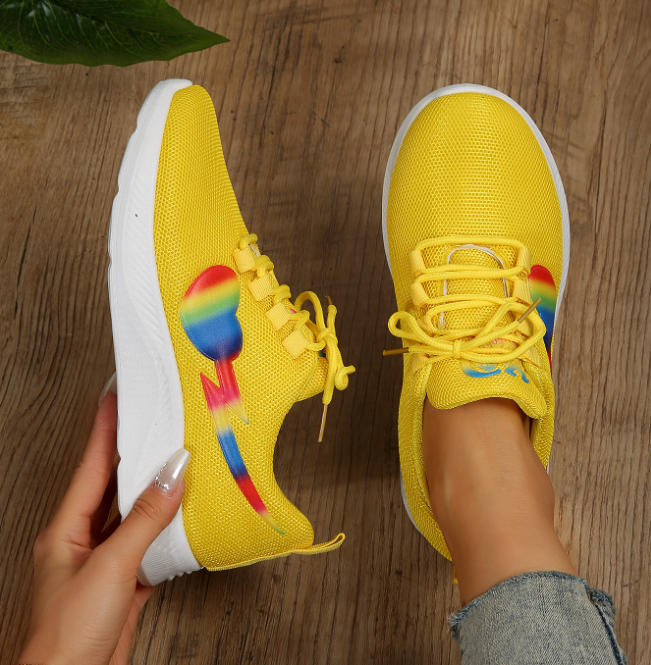 Round Toe Love Knit Lace Up Running Shoes offer comfort and style, perfect for daily runs and workouts. — photo 12