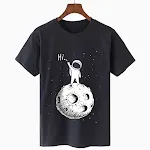 Camiseta oversized com estampa de estrelas, gola redonda e mangas curtas, soltinha e confortável para um visual moderno e descontraído. — foto 7