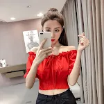 Women's Fashion Strapless Neckline Short Chiffon Shirt. Perfect for summer, offers an elegant and airy look. Versatile f — photo 3