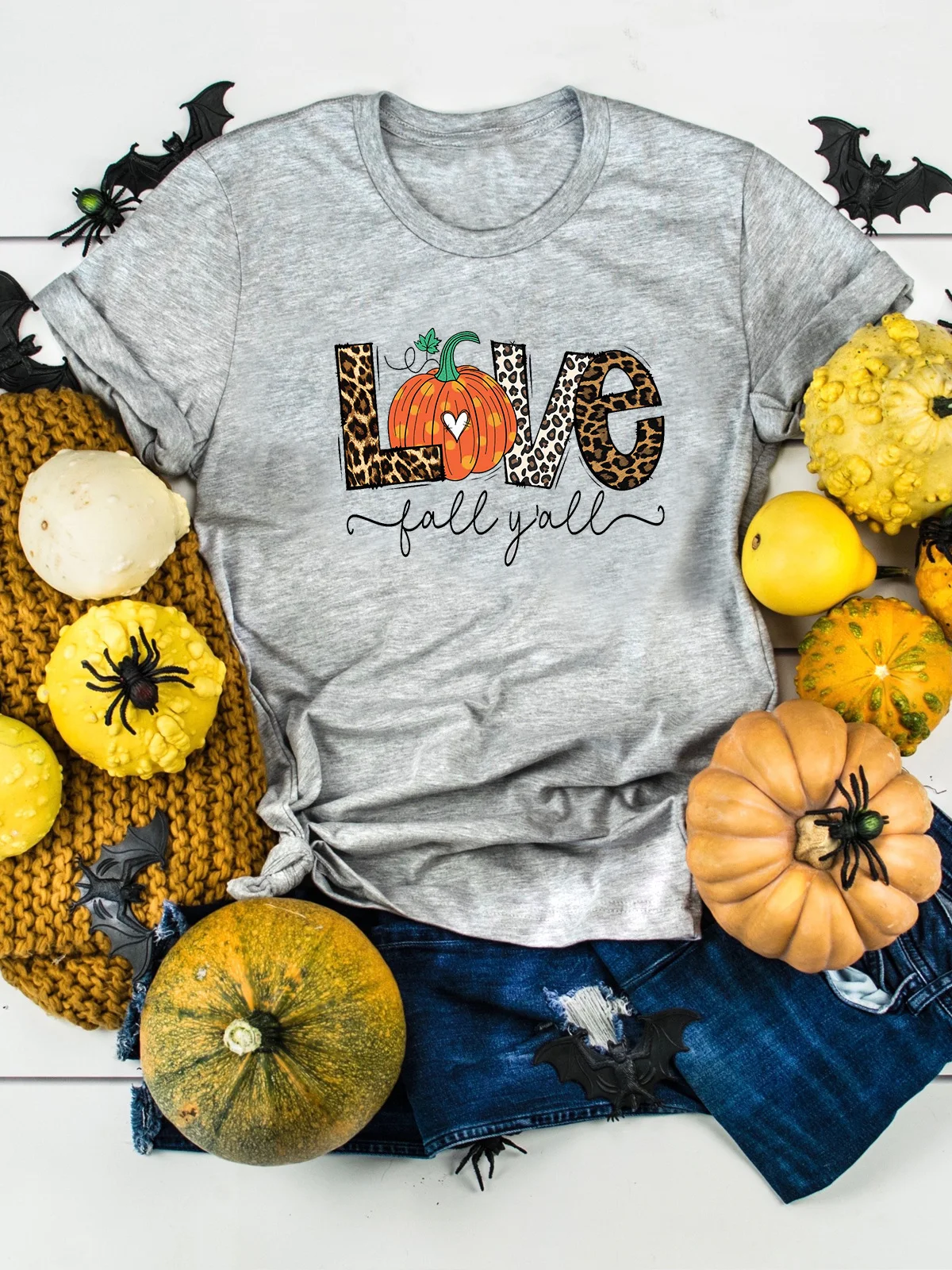 Europees en Amerikaans Halloween Love Pumpkin bedrukt casual T-shirt — foto 4