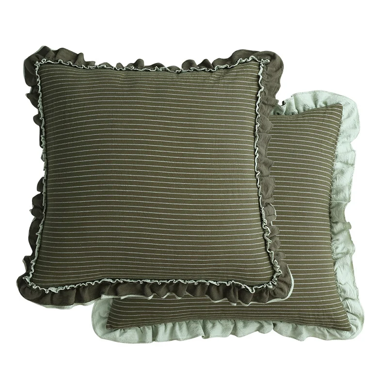 Title 1, Cotton Sand-Washed Lotus Leaf Lace Sofa Pillow ...