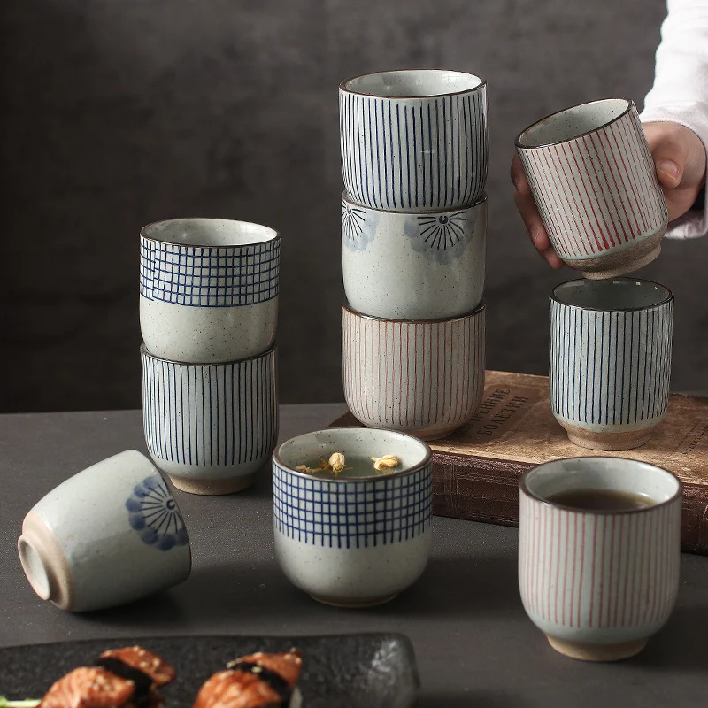 Title 8, Japanese-style Ceramic Hand-colored Striped Wat...