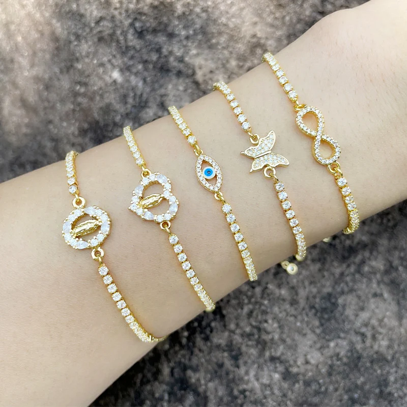 18K Echte Gouden Zirkonia Armband voor Dames. Eenvoudig en stijlvol design. Duurzame, tijdloze sieraden. Perfect cadeau voor vrouwen en meisjes. — foto 4