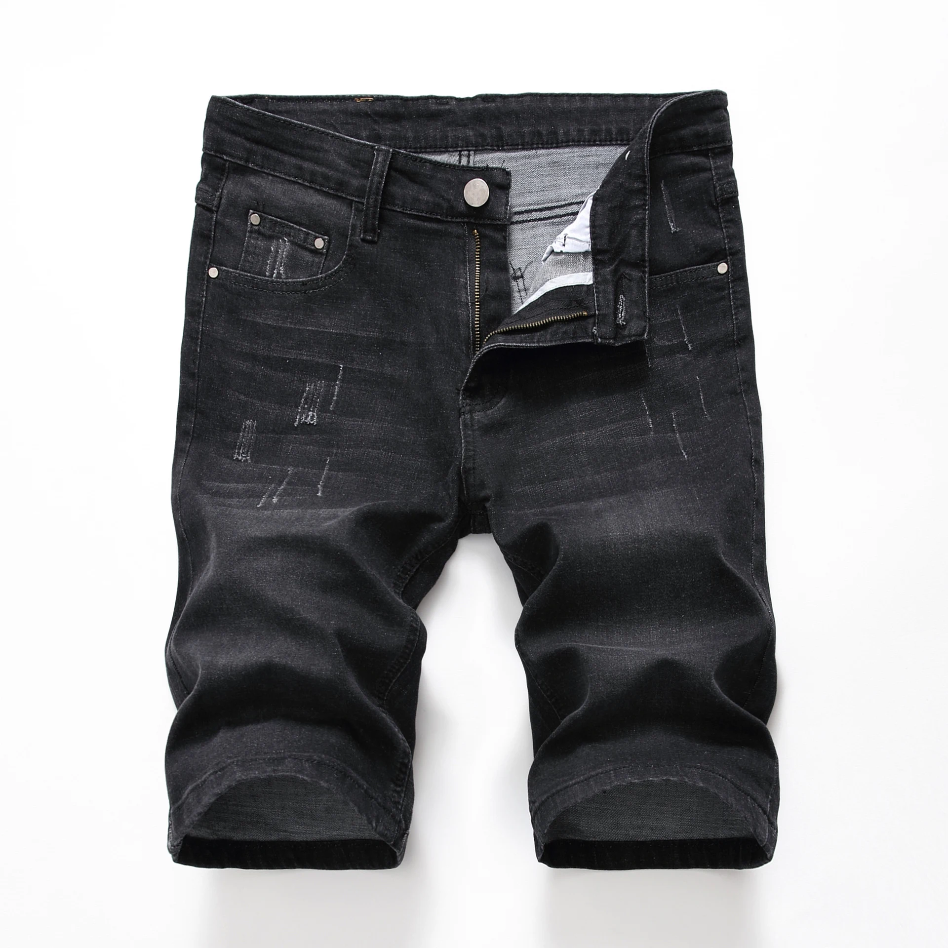 Men's Denim Stretch Ripped Slim Shorts, offering comfort and a modern look for casual summer wear. Perfect for warm weat — photo 15