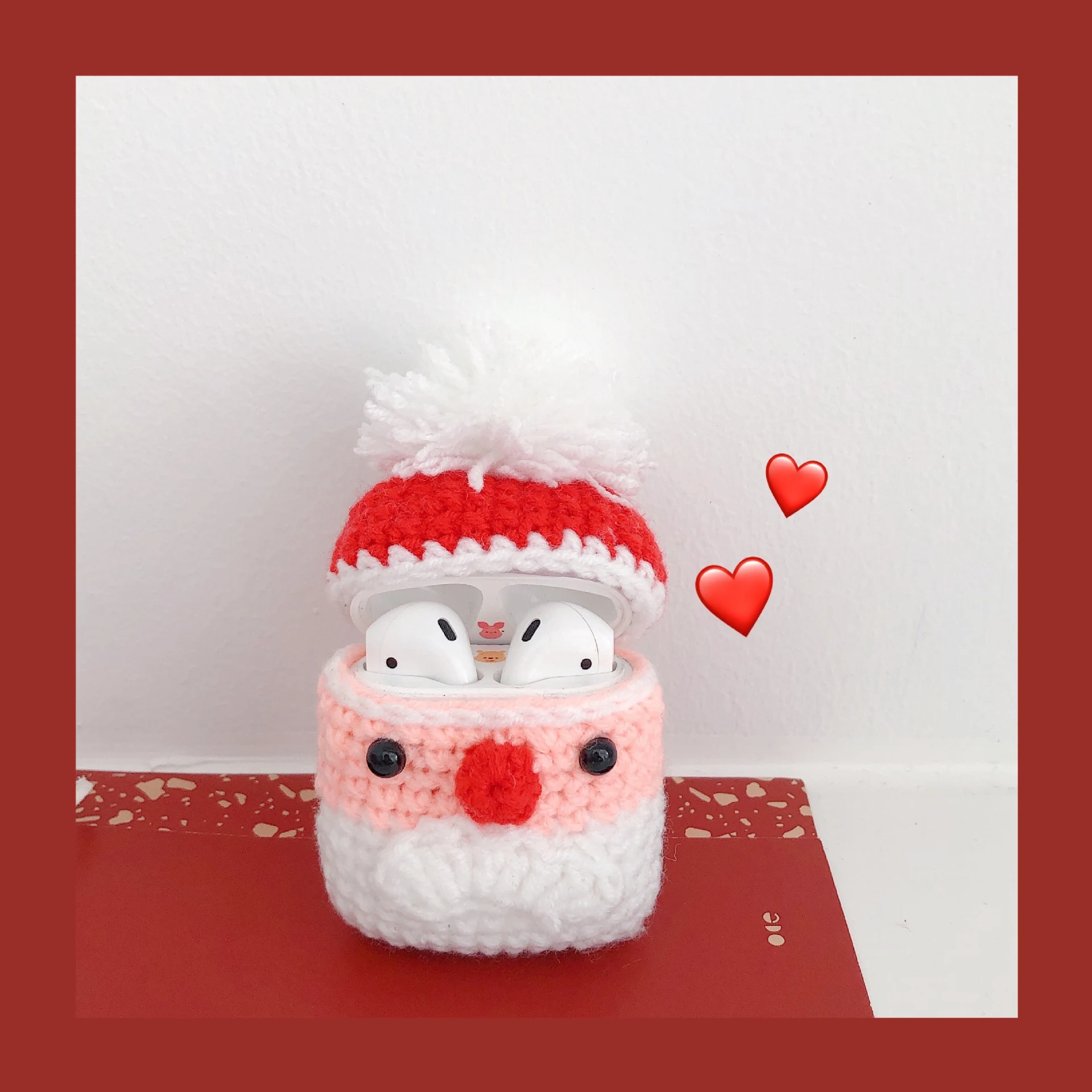 Apple compatible Plush Knitted Santa Claus Earphone Case. Soft Wireless Bluetooth Headphone Cover, offering stylish prot — photo 2