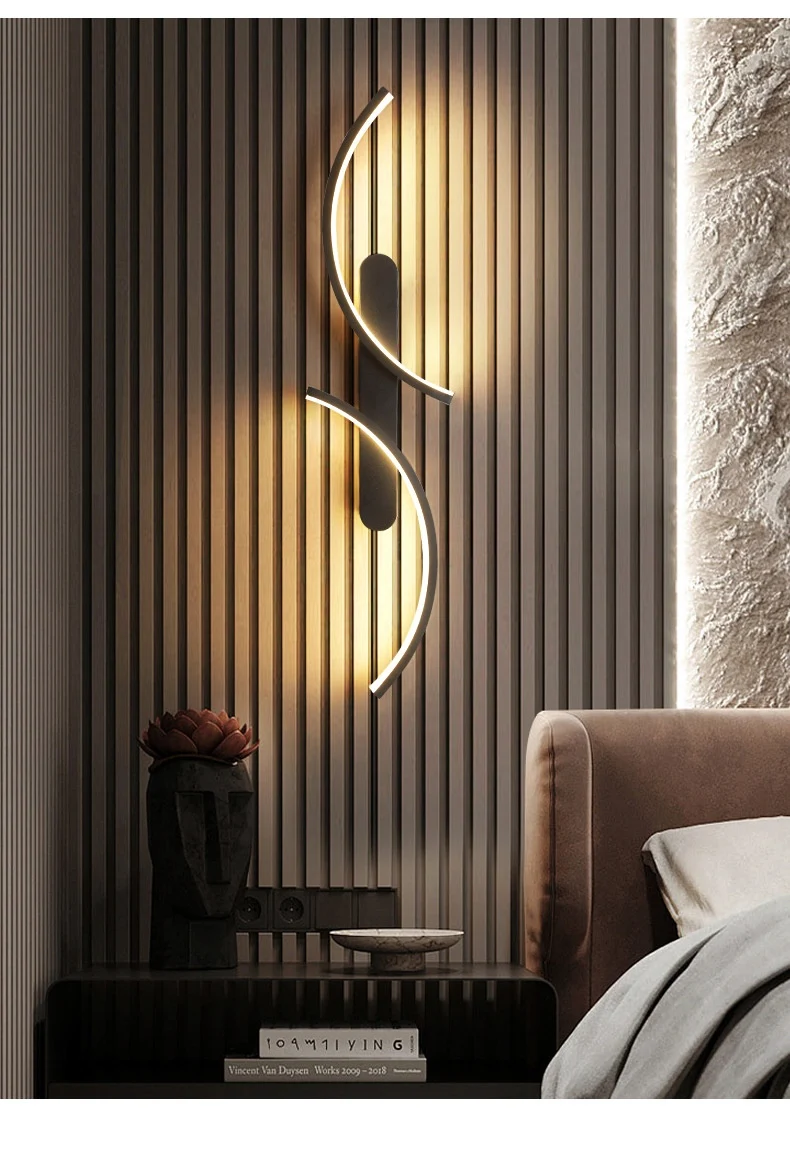 Title 9, Minimalist Creative Line Wall Lamp for Living R...